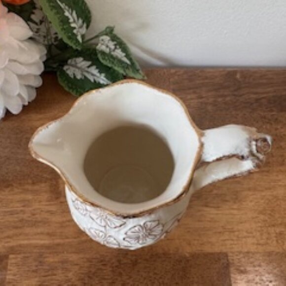 Vintage James Kent Ceramic Floral Pitcher Vase English Cottagecore Jug Gold - Picture 4 of 10